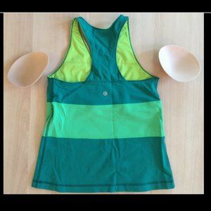 Lululemon Green Colorblock Racerback Top Built-In Bra Removable Pads